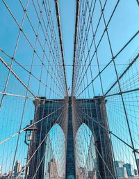 Low angle view of suspension bridge