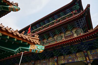 Low angle view of traditional temple against sky