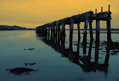 Scenic view of river against sky at sunset