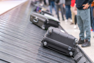 Luggage on baggage claim at airport
