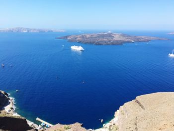 Scenic view of sea against clear sky