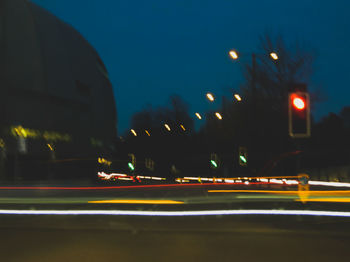 Light trails on road at night