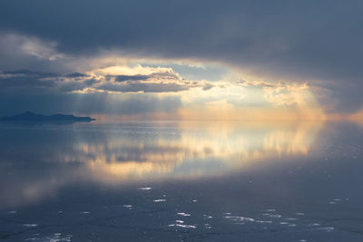 Scenic view of sea against sky at sunset