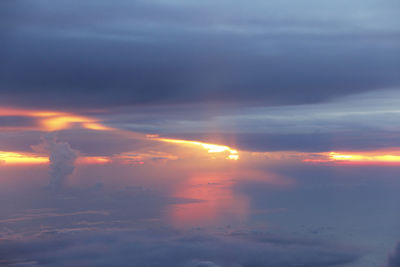 Scenic view of dramatic sky during sunset