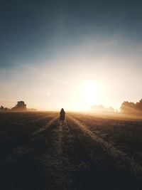 Scenic view of field against sky during sunset