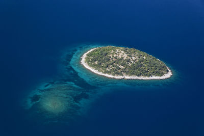 High angle view of blue sea