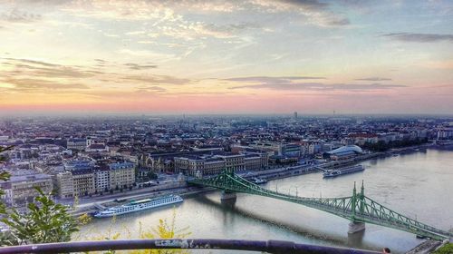 High angle view of bridge over river in city