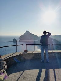 Rear view of man standing on beach
