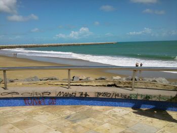 Scenic view of beach against sky