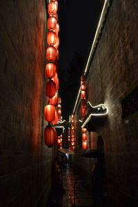 Low angle view of illuminated buildings