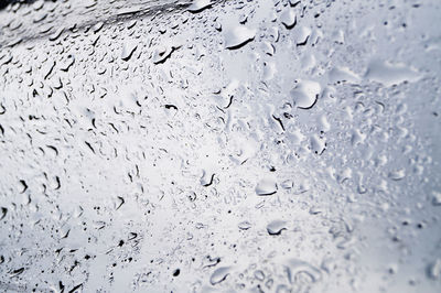 Close-up of water drops on glass