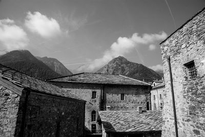 Panoramic shot of abandoned house against sky