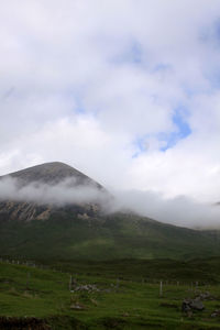 Scenic view of landscape against cloudy sky