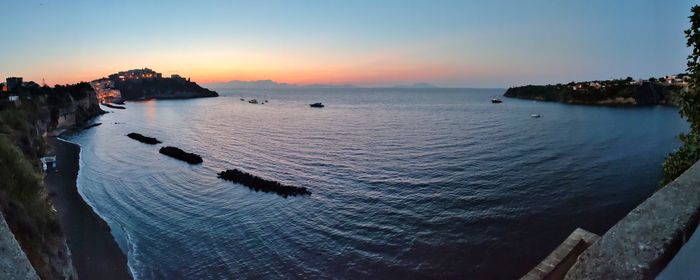 Scenic view of sea against sky at sunset