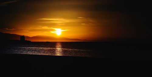 Scenic view of sea at sunset