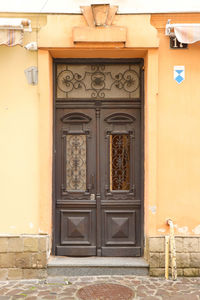 Closed door of old building