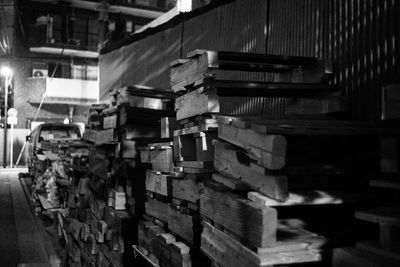 Stack of pipes in building