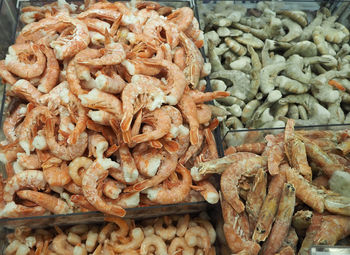 Frozen seafood, shrimp, sale in the store. high quality photo