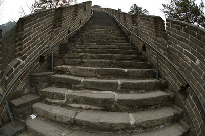 Low angle view of staircase against sky