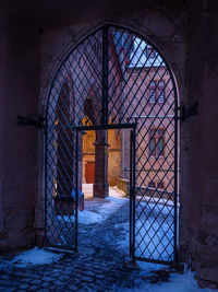 Closed gate of building