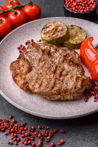 Close-up of food in plate on table
