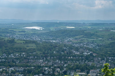 High angle view of townscape against sky