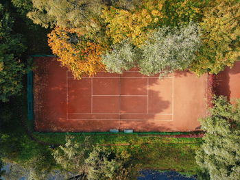 Aerial view of tennis court