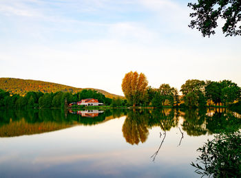 Scenic view of lake against sky