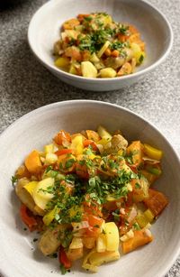 High angle view of meal served in bowl