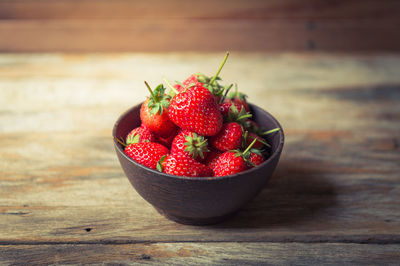 Close-up of strawberries in bowl