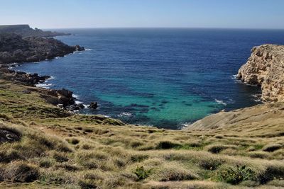 Scenic view of sea against clear sky