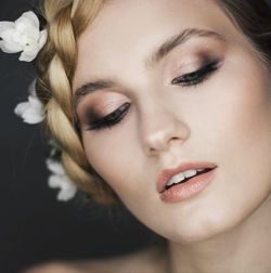 Close-up portrait of a beautiful young woman