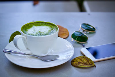 Close-up of coffee on table
