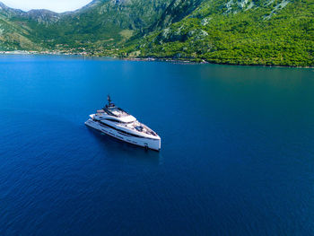 High angle view of boat in sea