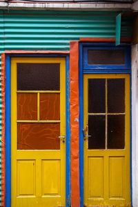 Closed door of house