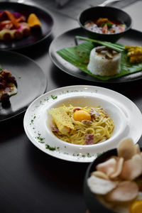 Close-up of food served in plate