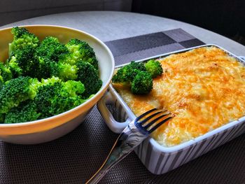 High angle view of food on table