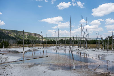 Scenic view of lake against sky