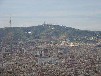 High angle view of buildings in city