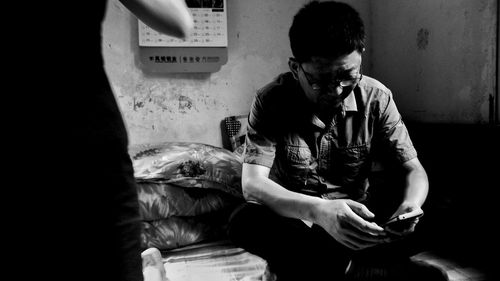 People sitting on mobile phone