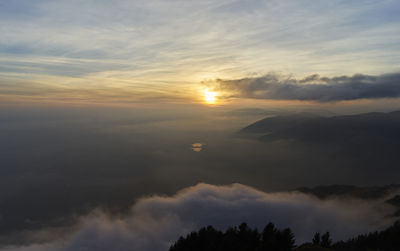 High angle view of sky during sunset