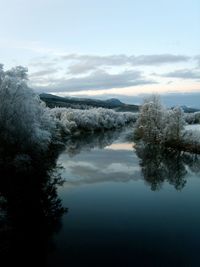 Scenic view of lake against sky
