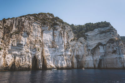 Panoramic view of rock formations against clear sky