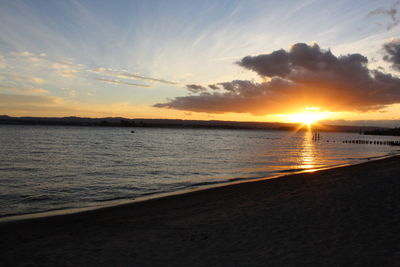 Scenic view of sea against sky during sunset
