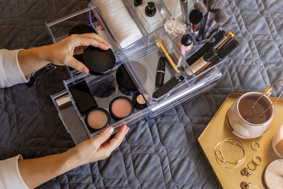 Cropped image of person working on table