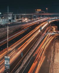 Light trails on highway at night