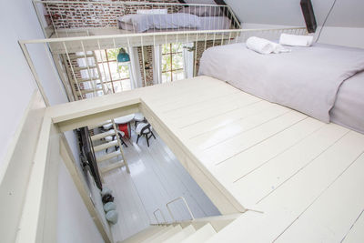 High angle view of piano at home