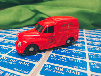 Close-up of toy car