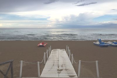 Scenic view of sea against cloudy sky