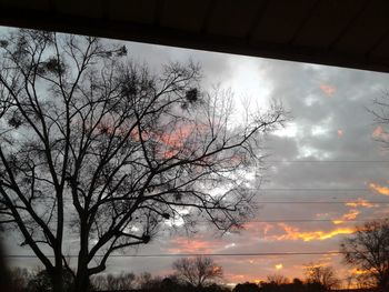 Silhouette bare trees against sky during sunset